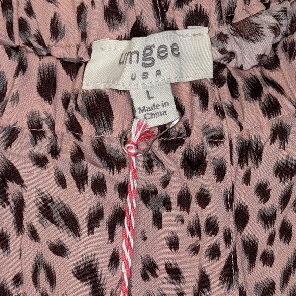 Umgee Women's Pink Leopard Print Wide-Leg Pants Size Large - Picture 2 of 3